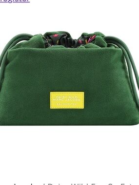 Marc Jacobs NWT Green Velvet Drawstring Women's Pouch Bag Cosmetics Accessories
